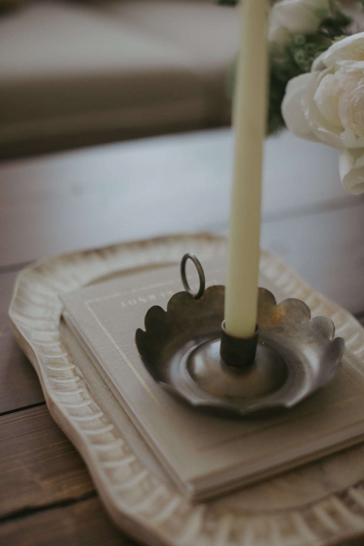 Scalloped Brass Candle holder