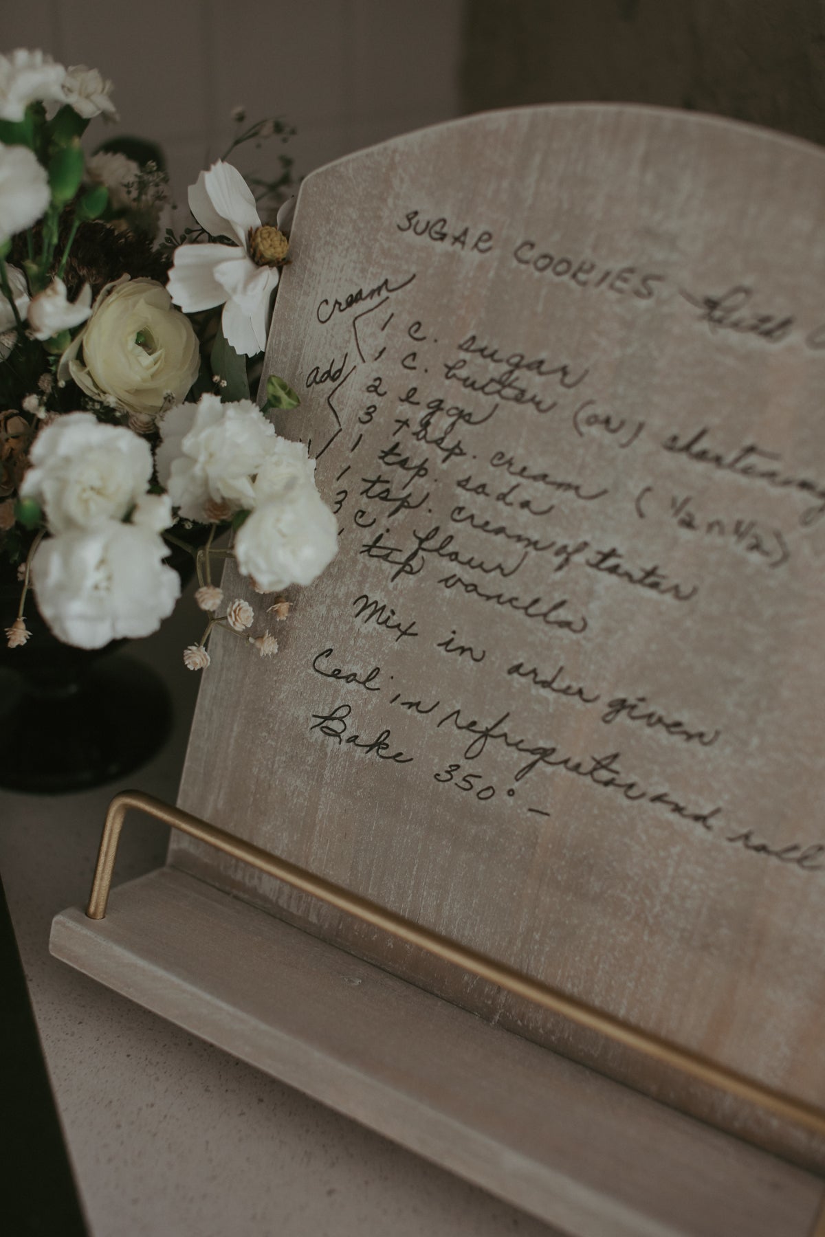 Cookbook Stand with recipe engraving